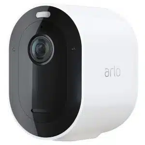 Caméra de surveillance Arlo blanche, objectif vu de face